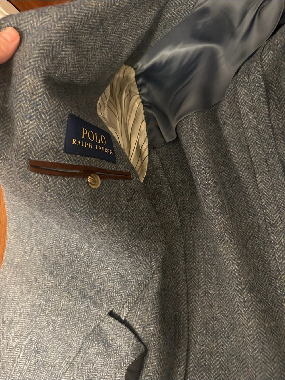 Ralph Lauren Men's Navy Herringbone Wool Blazer - 40R